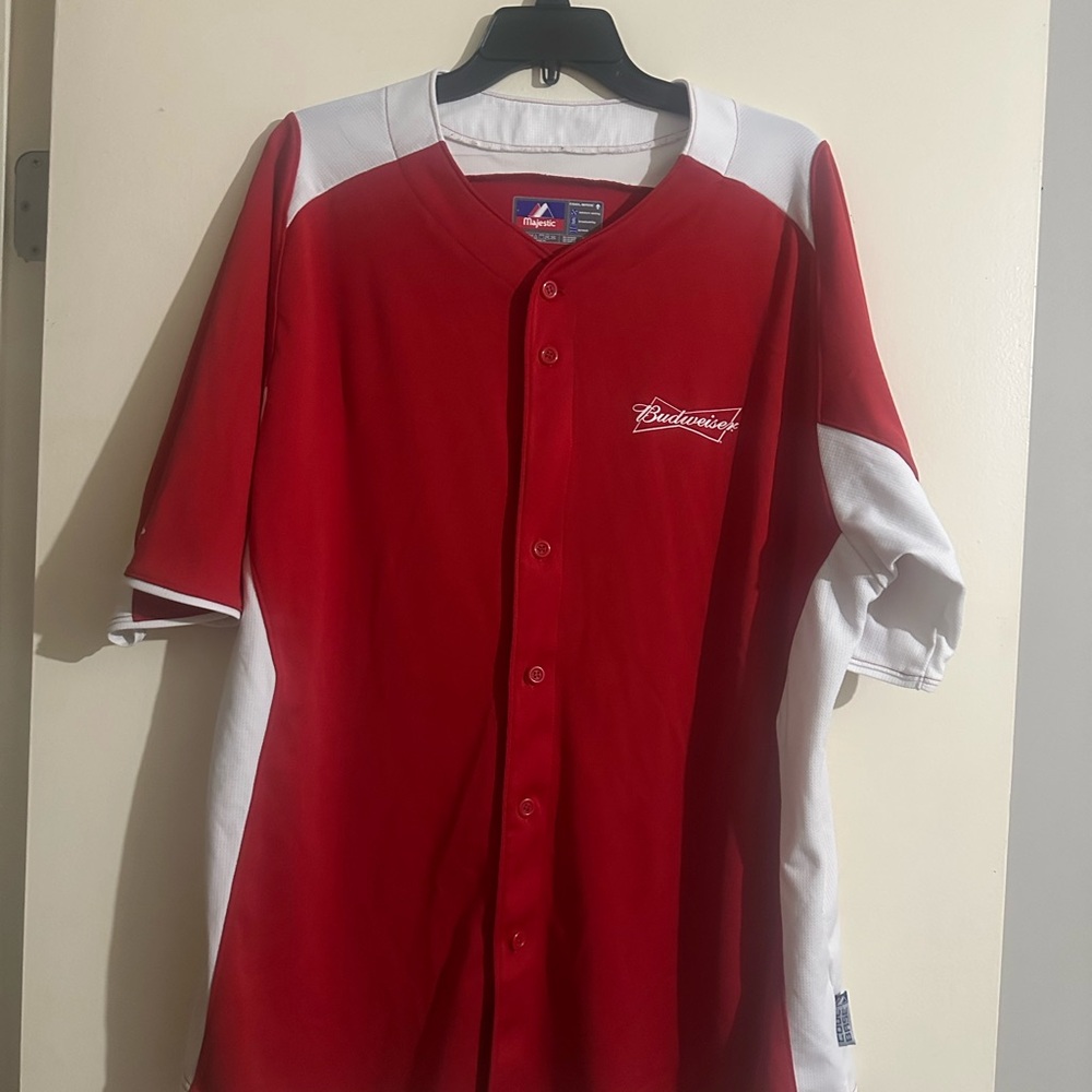 Budweiser Red and White Baseball Jersey